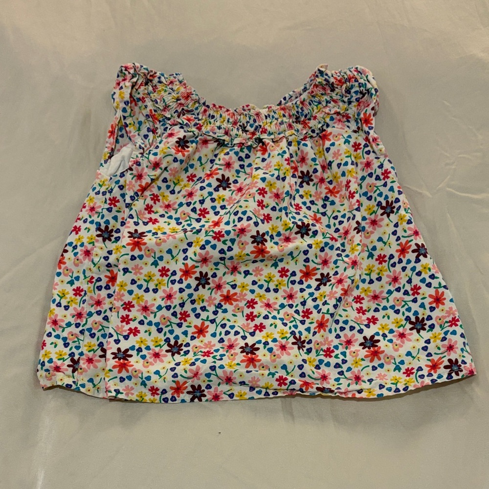 GAP Toddler Ruffle Floral Tank - White with Multicolor Flowers